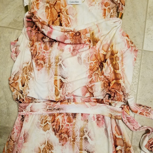 Calvin Klein pink python grecian sleeveless gown - Picture 5 of 8